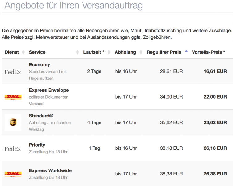 Laufzeiten und Preise nach Österreich Laufzeiten und Preise nach Österreich